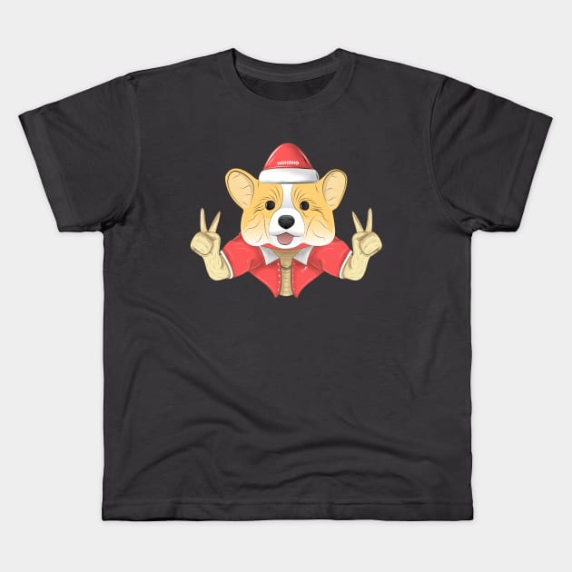 santa corgi Kids T-Shirt by dwalikur